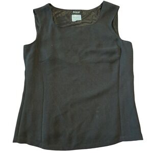 Basler Black Square Neck Sleeveless‎ Textured Top Women's